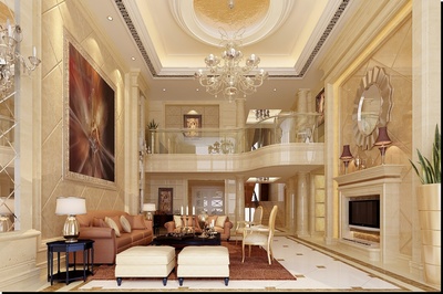 海天一色，奢华尽显——欧式豪华三居楼中楼海景装修实景赏析